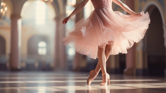 Fototapeta Ballerina twirls with grace and poise