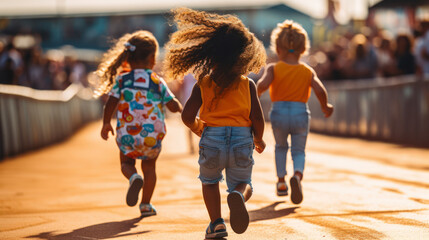 Obraz premium Kids finding fun and excitement in a friendly race