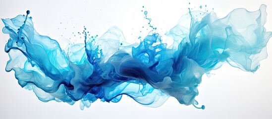 Blue watercolor stroke isolated on white background created by painting