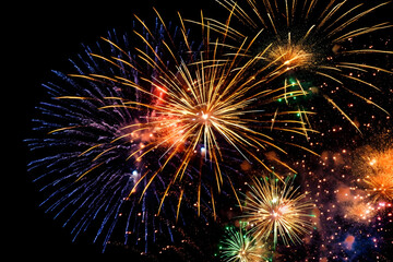 Fireworks festival celebrating Happy New Year holiday night