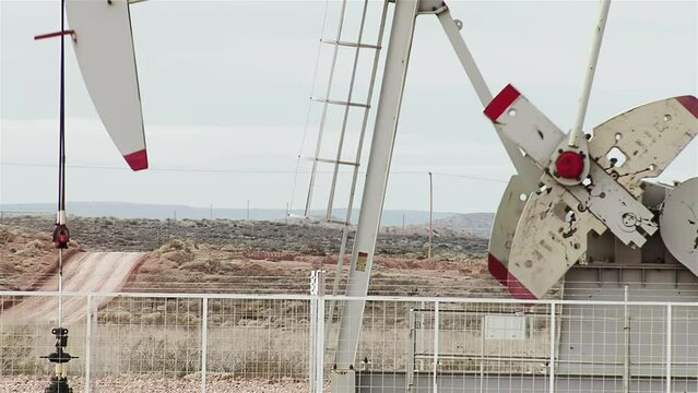 A Pump Jack Unit at An Oilfield in Patagonia, Argentina. 