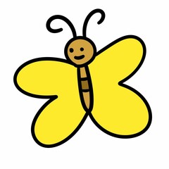 cute butterfly cartoon on white background