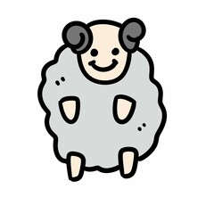 Cartoon happy sheep posing isolated on white background