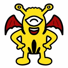 cartoon doodle monster on white background