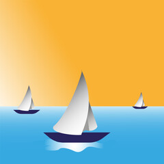 Ships on the sea illustration