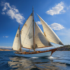 Fototapeta premium A sailboat Nautical nostalgia speed sensation 