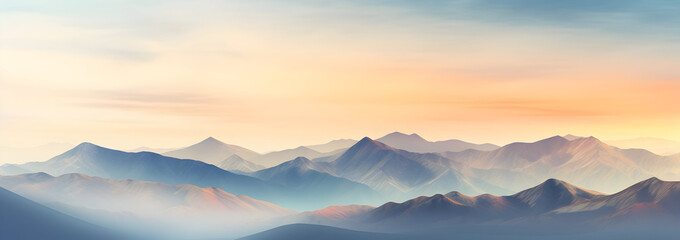 Fototapeta na wymiar Abstract banner background of radiant mountain landscapes. Banner with breathtaking and mesmerizing view of mountain landscape 