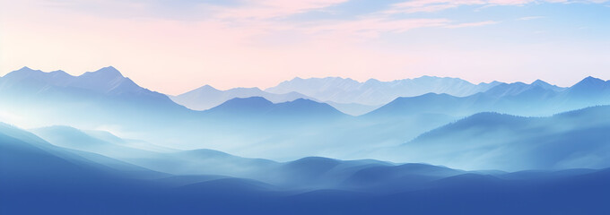 Abstract banner background of radiant mountain landscapes. Banner with breathtaking and mesmerizing view of mountain landscape 