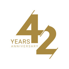 42nd, 42 Years Anniversary Logo, 42 birthday,  Vector Template Design element for birthday, invitation, wedding, jubilee and greeting card illustration.