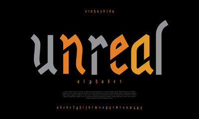 Unreal creative modern urban alphabet font. Digital abstract moslem, futuristic, fashion, sport, minimal technology typography. Simple numeric vector illustration