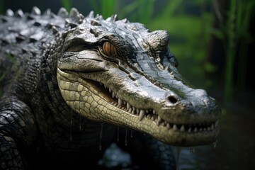 Obraz premium Saltwater crocodile. A nile crocodile on a shore of a lake. Crocodile. Australian crocodile. Aligator.