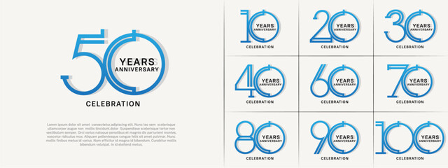 set of anniversary logotype blue and black color for special celebration event