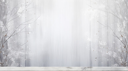 Natural style winter banner with forest elements a distressed white wooden background, copy space - obrazy, fototapety, plakaty