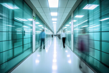 A Serene Hospital Corridor with a Stream of Motion