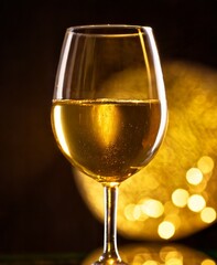 White wine glass closeup