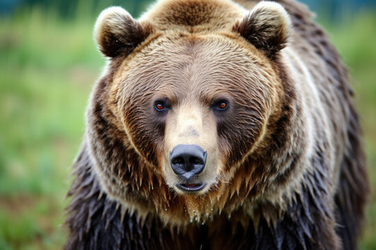 Close up of a grizzly bear's face 