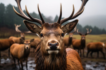 Close-up of a stags face
