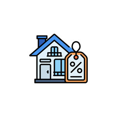 real estate discount vector icon. real estate icon filled line style. perfect use for logo, presentation, website, and more. modern icon design color line style
