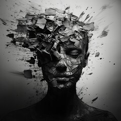 Anxiety and Depression, Abstract Illustration of the internal struggle - obrazy, fototapety, plakaty