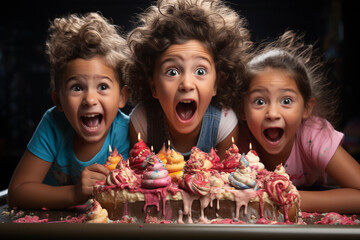 Kids Unleash Fun and Frolic Around the Cake
