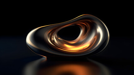 Abstract shape smooth form 3D render isolated in dark background