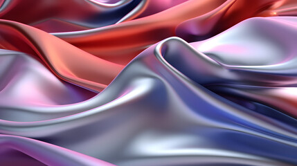 Abstract smooth and soft chrome fabric gradient 3d render