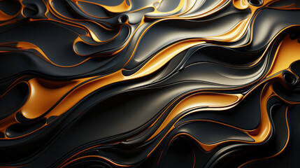 Obraz premium Fantasy Black and Gold Stucco Texture. Generative AI