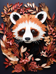 Cut Paper Art of a Red Panda