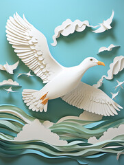 Cut Paper Art of a Seagull