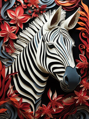Cut Paper Art of a Zebra
