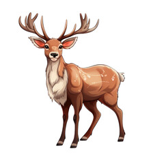 Reindeer isolated on a transparent background created with Generative AI technology