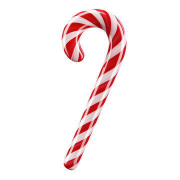 Candy cane isolated on a transparent background created with Generative AI technology