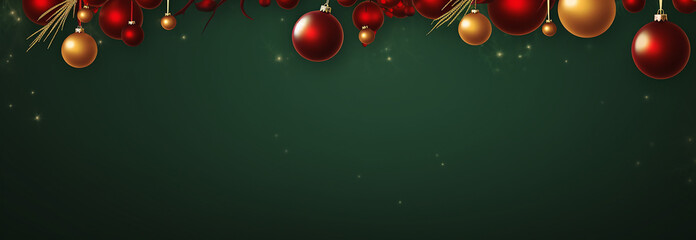 Red and Gold ornaments ona green background - obrazy, fototapety, plakaty