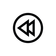 two white arrow head icon inside a circle transparant backgorund flat design left direction two thin arrow head button rewind replay symbol