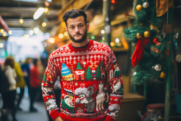 Ugly sweater party christmas holidays - obrazy, fototapety, plakaty