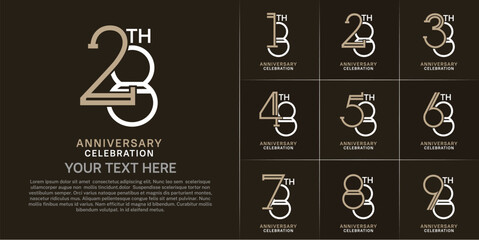 set of anniversary logotype brown and white color for special celebration event