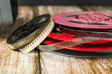 colorful rolls of old cinema films