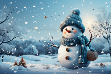 Obraz premium Christmas toy snowman holiday gift decoration white cute love winter celebration isolated object happy snow
