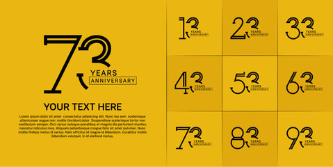 set of anniversary logotype black color for special celebration event
