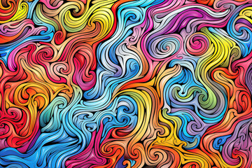 Psychedelic fractal patterns in bright colors.