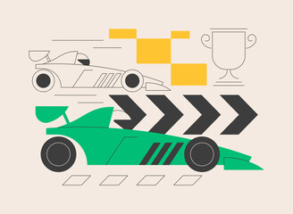 Car race abstract concept vector illustration.