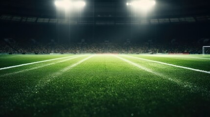 football field and bright lights - obrazy, fototapety, plakaty