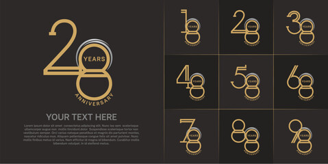 set of anniversary logotype golden color for special celebration event