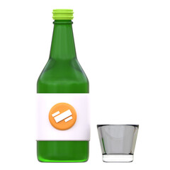 3d icon Soju, 3d illustration, 3d element, 3d rendering.