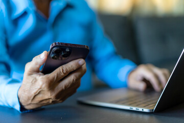 People use smartphone playing, concept of social media communication and digital online, work, online social media, online marketing, technology, chat, post, like, follow at phone screen.