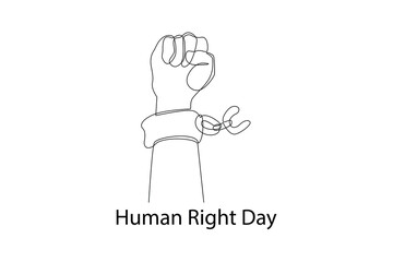 One continuous line drawing of December 10, World Human Rights Day concept. Doodle vector illustration in simple linear style.
