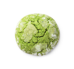 One tasty matcha cookie isolated on white, top view