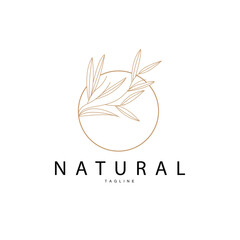 Minimalist Feminine Botanical Flower Beauty Line Plant Logo, Design Vector illustration