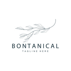 Minimalist Feminine Botanical Flower Beauty Line Plant Logo, Design Vector illustration