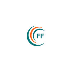 FF logo. F F design. Black FF letter. FF F F letter logo design. Initial letter FF linked circle uppercase monogram logo.